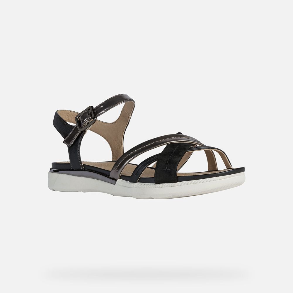 Sandalias Geox Senhora Branco/Pretas - Hiver - NKTRP3902